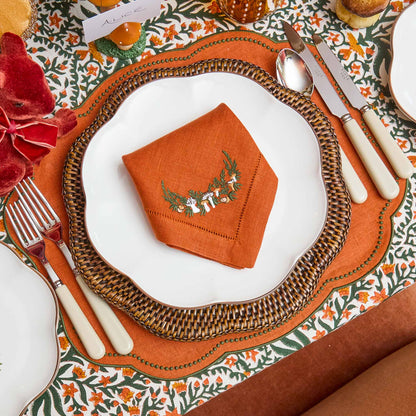 Brown Scalloped Rattan Charger Plates (Set of 4)
