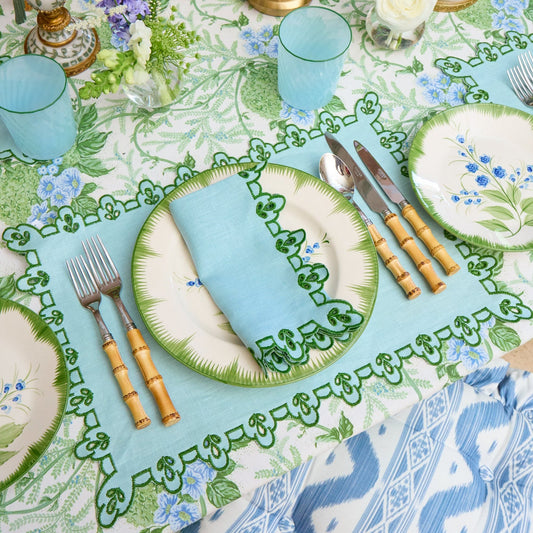 Blue & Green Sophia Waxed Placemats & Napkins (Set of 4)
