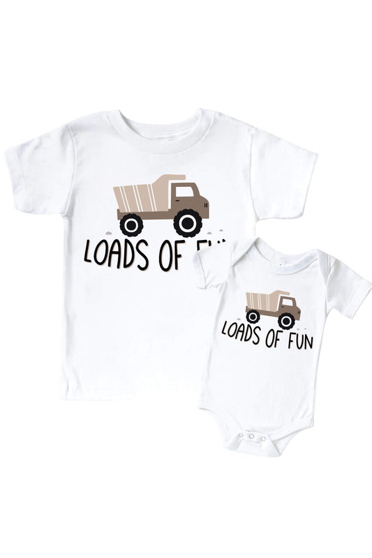 Loads Of Fun Graphic Bodysuit & Kids Tee | White