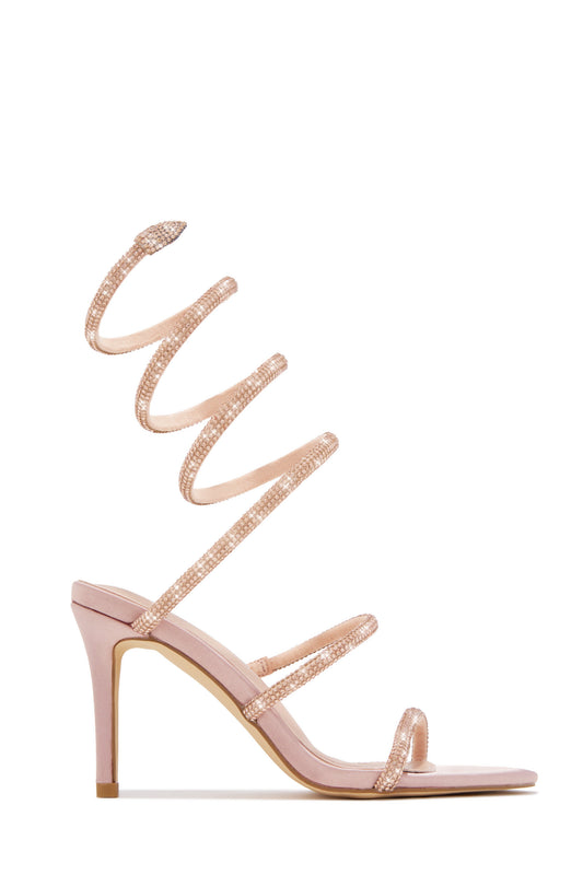Sushmita Embellished Around The Ankle Coil Heels - Nude