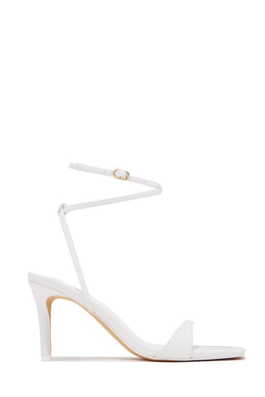 Viana Ankle Strap Mid Heels - White