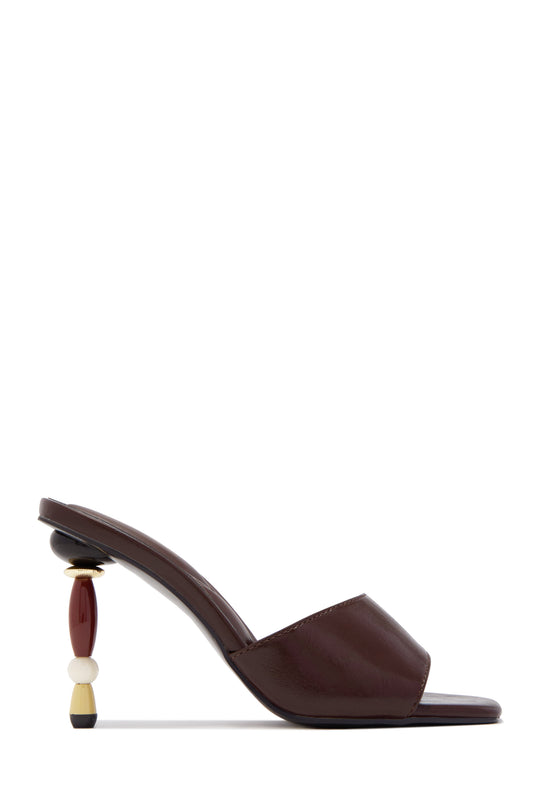 Zamira Beaded Heel Mules - Brown