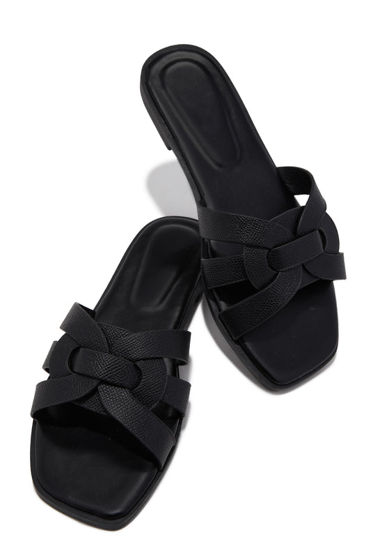 Arely Flat Slip On Sandals - Black