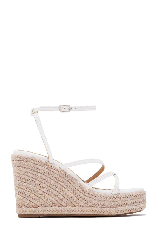 Lorena Strappy Espadrille Wedges - White