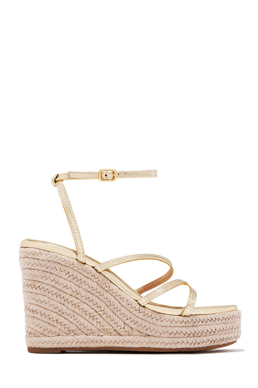 Lorena Strappy Espadrille Wedges - Gold