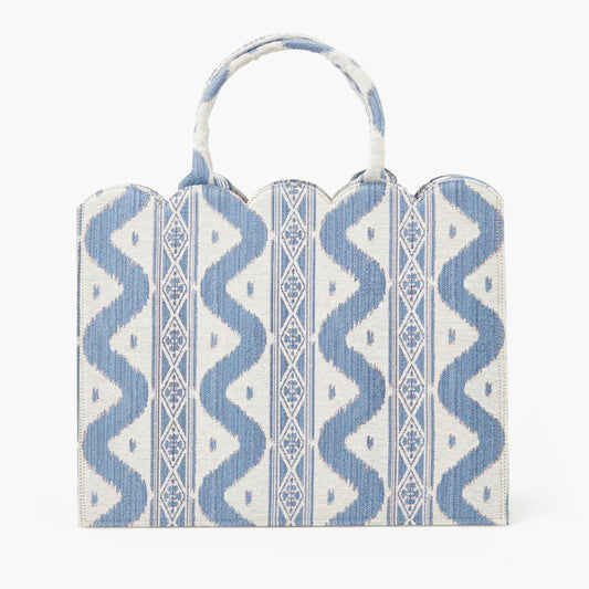 Mrs. Alice Tote Bag (Blue Ikat)