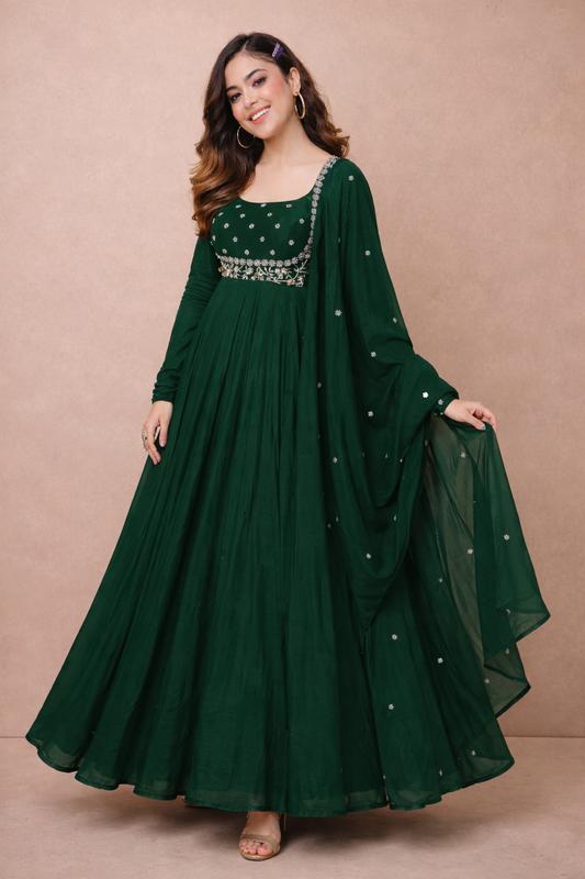 Anarkali Gown & Dupatta (2 pieces only)
