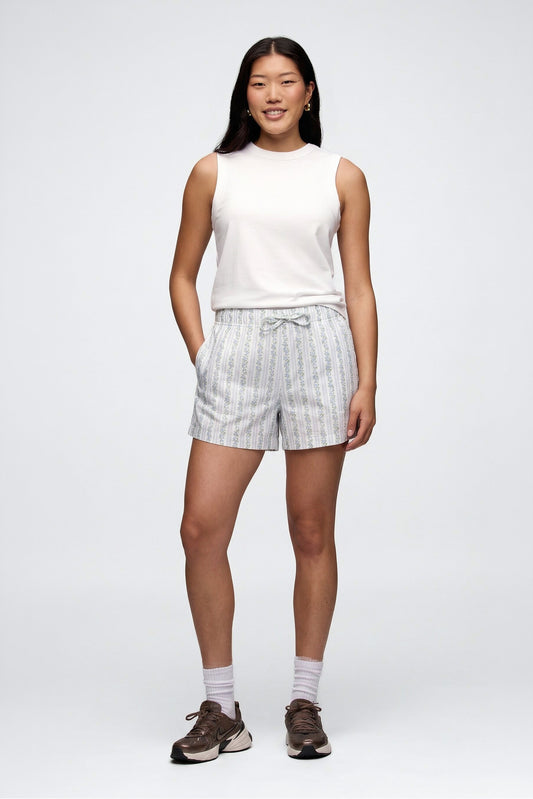 Poplin Short | Floral Stripe