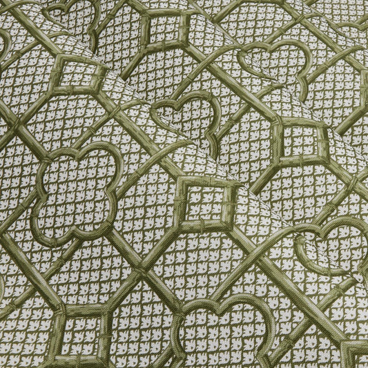 Olive Green Bamboo Trellis Fabric