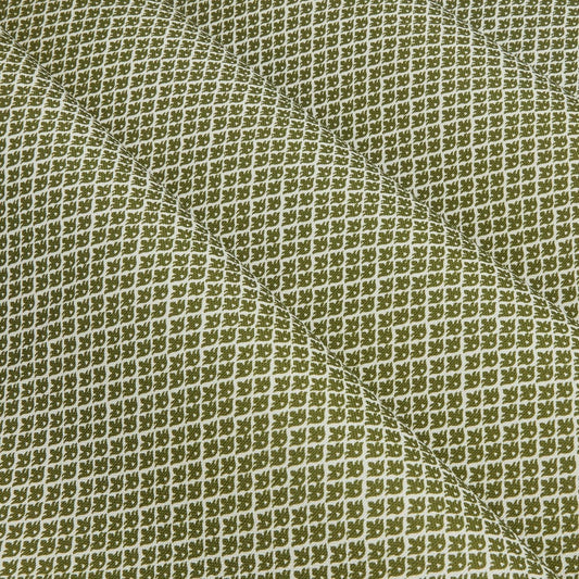 Olive Green Lotus Flower Fabric