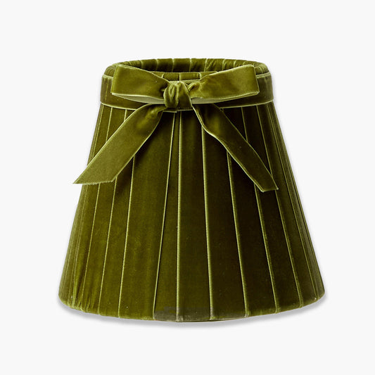 Olive Velvet Bow Lampshade (18cm)