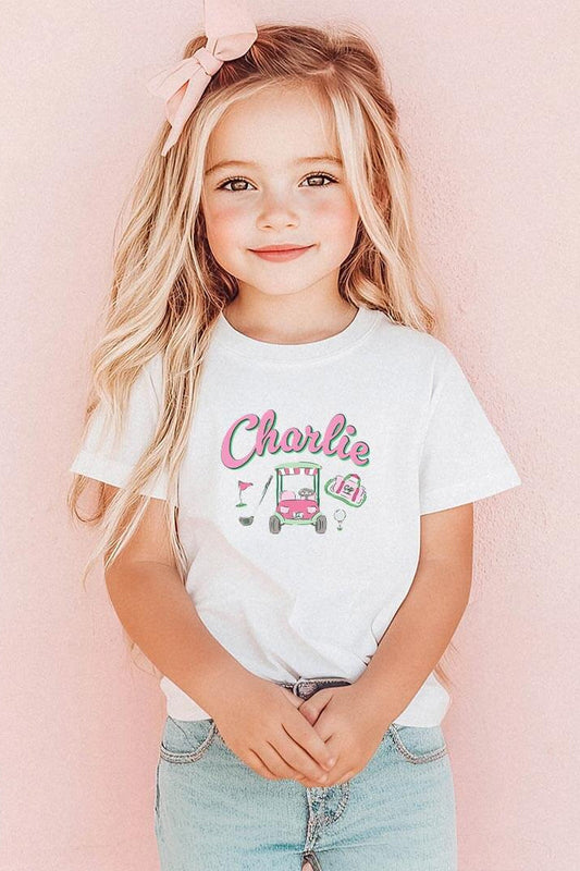 Personalized Birdie Babes Kids Graphic Tee | White