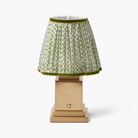 Square Rechargeable Lamp with Olive Lotus Shade (18cm)
