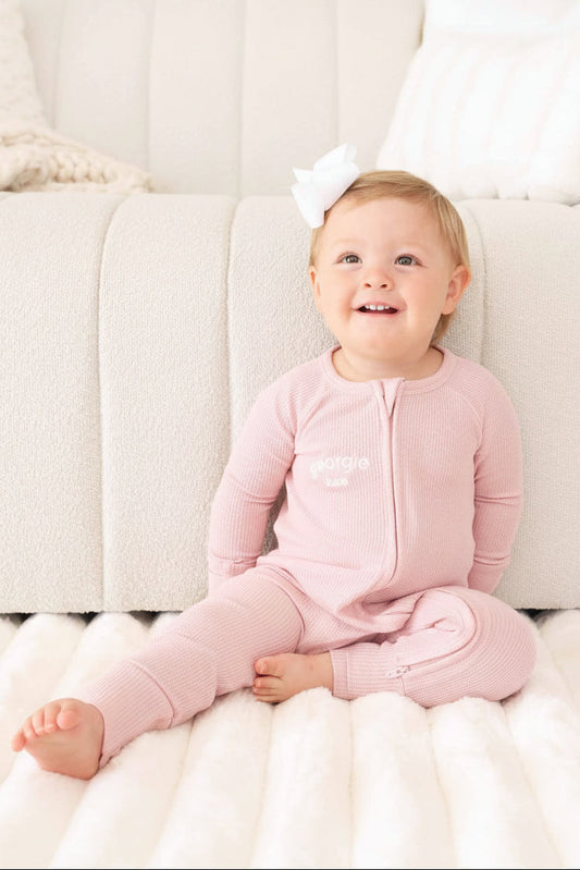 Embroidered Bamboo Waffle Convertible Zip Romper | Lotus