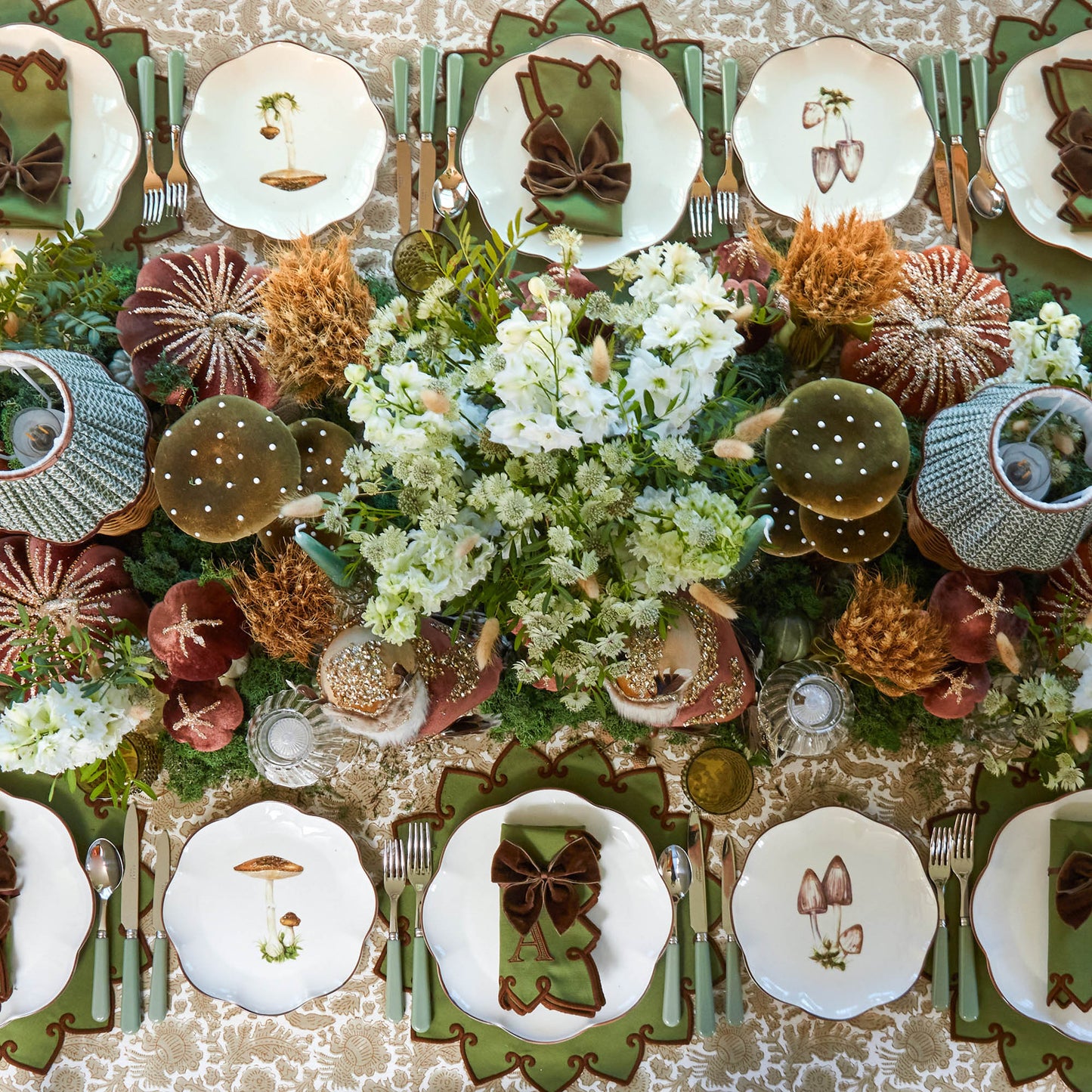 Forest Green & Brown Angelina Placemats (Set of 4)