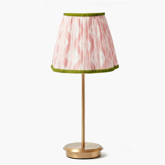 Tall Rechargeable Lamp with Pink & Green Ikat Shade (18cm)