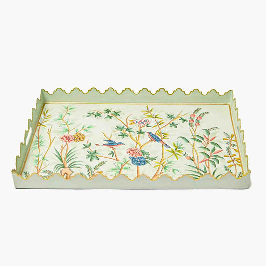 Green Chinoiserie Tole Tray
