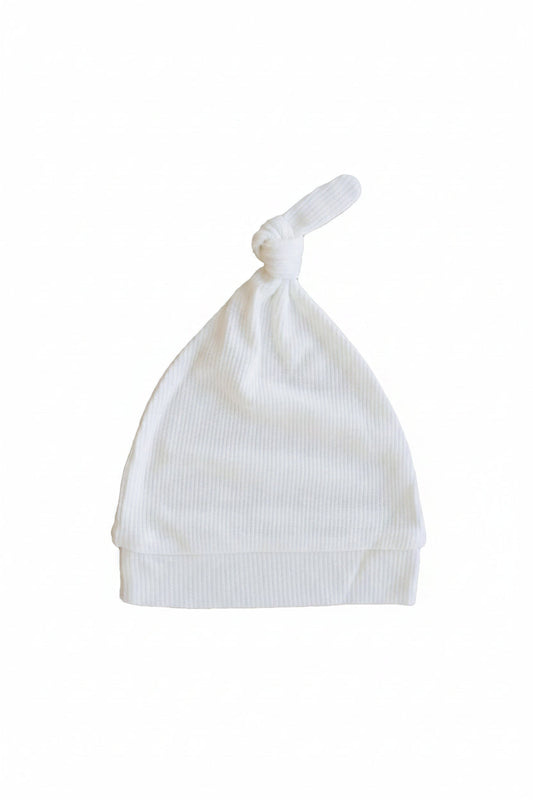 Cloud White Bamboo Waffle Knotted Hat