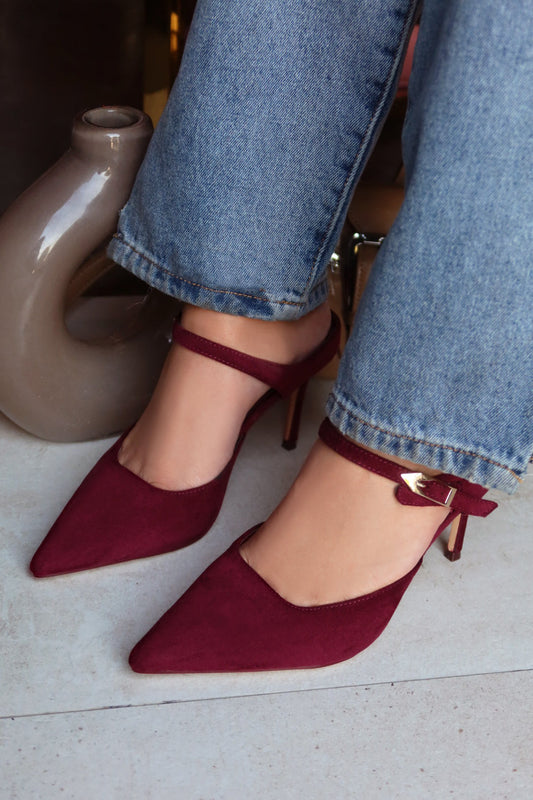 Kaley Mule Heel Pumps - Wine