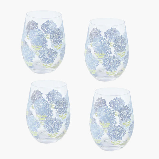 Blue Hydrangea Glasses (Set of 4)
