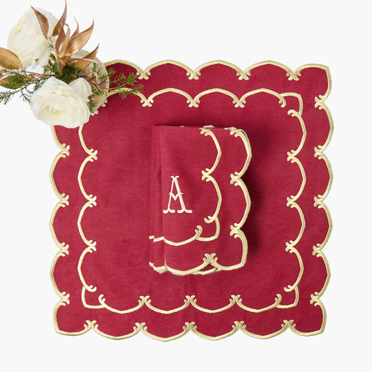 Burgundy & Gold Amanda Napkins (Set of 4)