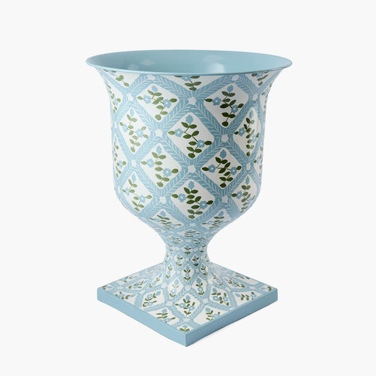 Blue Floral Trellis Urn