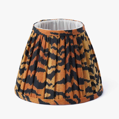Burnt Bamboo Rechargeable Lamp with Tiger Print Shade (18cm)