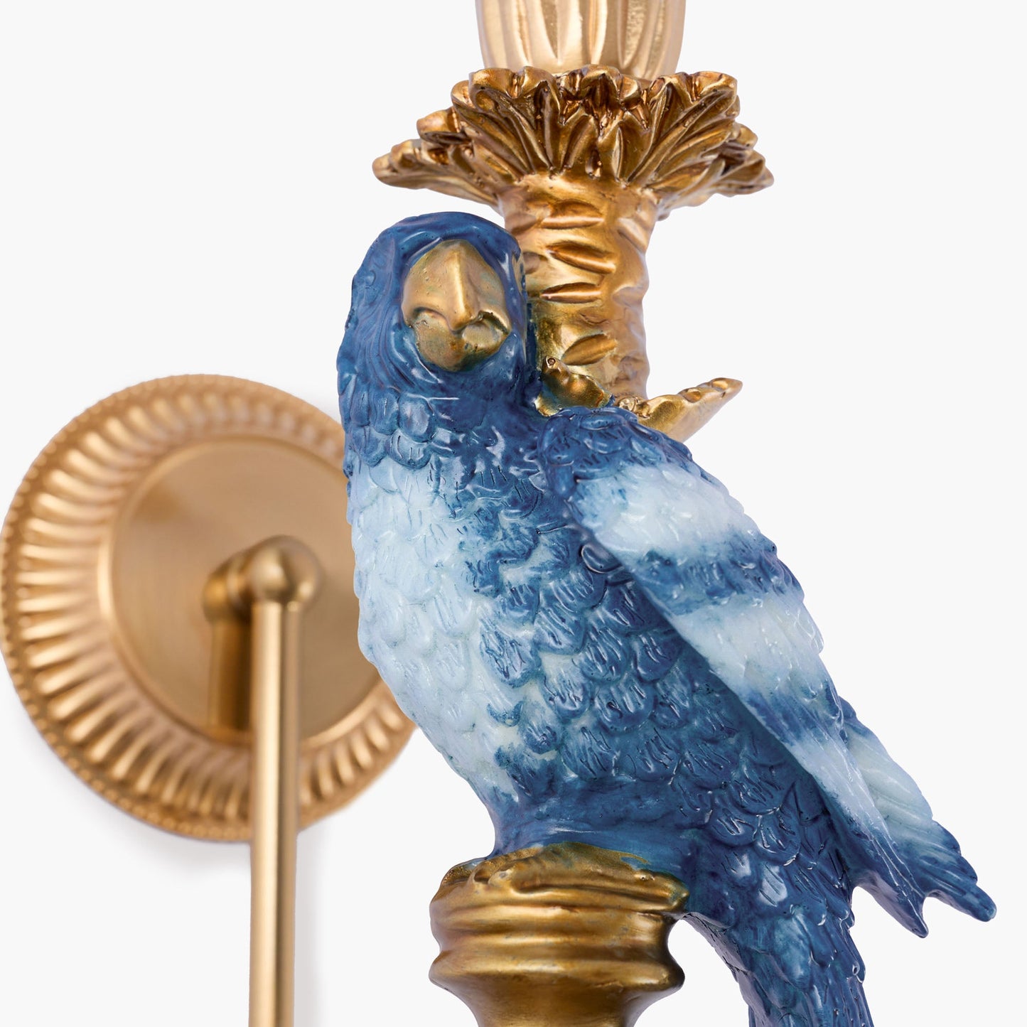 Pair of Blue Parrot Rechargeable Wall Lights with Cream Pleated Shades (14cm)