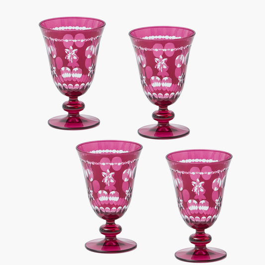 Aubergine Anita Engraved Wine Glasses (Set of 4)