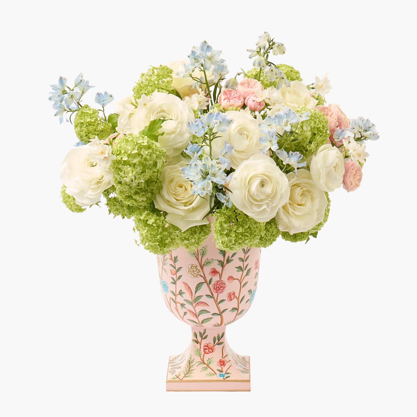 Pink Small Chinoiserie Tole Urn Vase