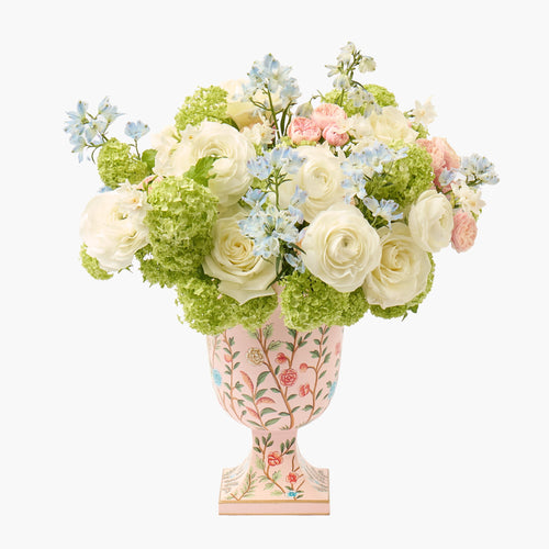 Pink Small Chinoiserie Tole Urn Vase