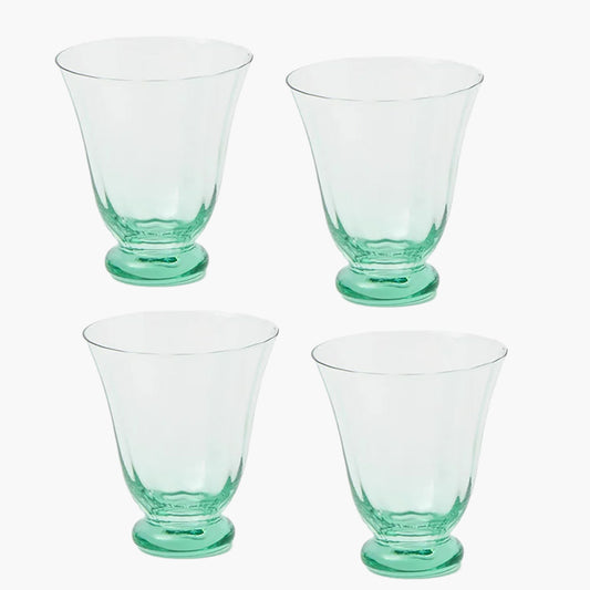 Green Tulip Water Glasses (Set of 4)