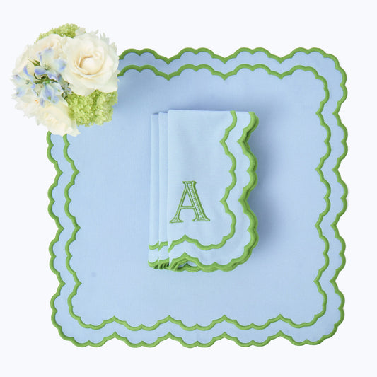 Blue & Green Lily Napkins (Set of 4)