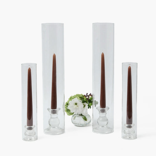Claudia Glass Hurricane Candle Set (Chocolate)