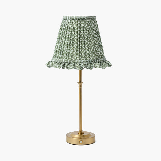 Edie Rechargeable Lamp with Olive Lotus Ruffle Shade (18cm)