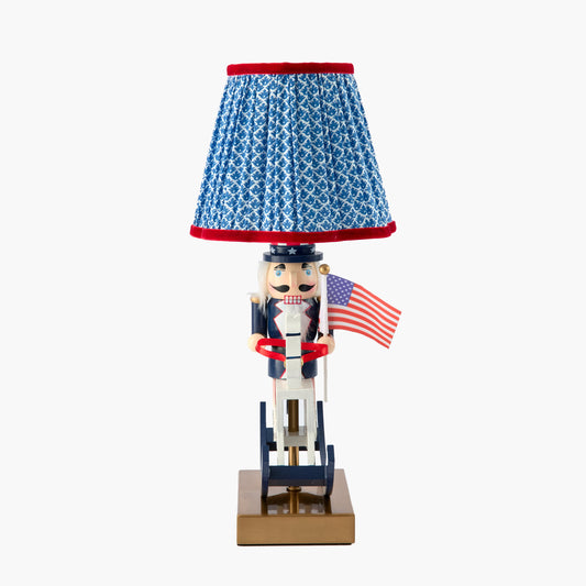 Fourth of July Rechargeable Lamp with Cobalt & Red Lotus Shade (18cm)