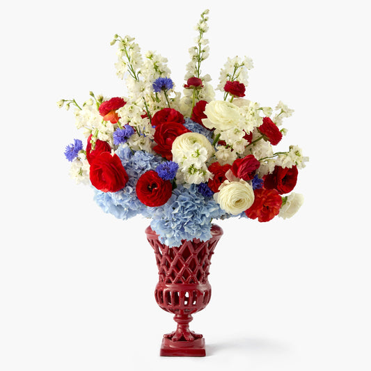 Red Small Adelaide Lattice Urn Vase