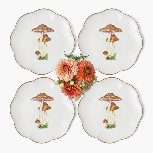 Scalloped Mushroom Dinner Plates (Set of 4)