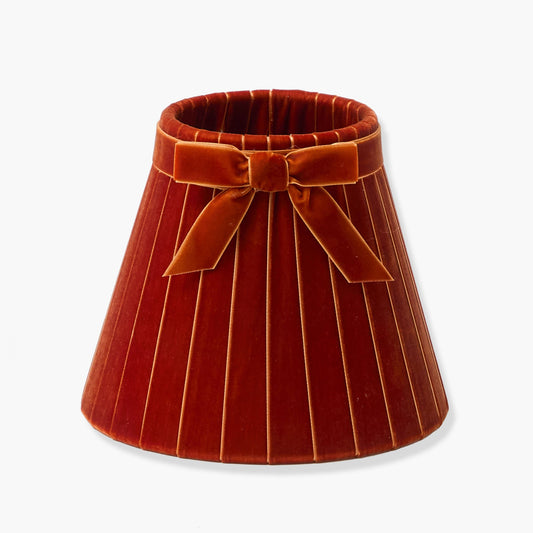 Burnt Orange Velvet Bow Lampshade (18cm)