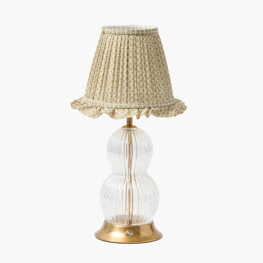 Glass Bardot Rechargeable Lamp with Putty Lotus Ruffle Shade (18cm)