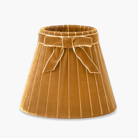 Mustard Velvet Bow Lampshade (18cm)
