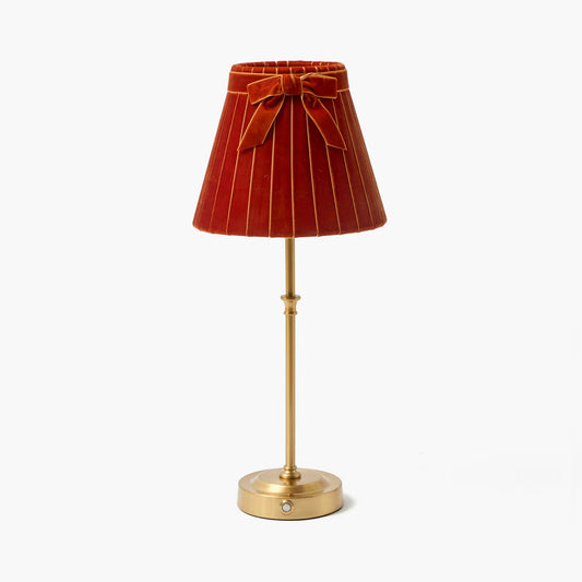 Edie Rechargeable Lamp with Orange Velvet Bow Shade (18cm)