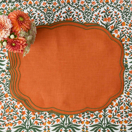 Orange & Green Eloise Linen Placemats (Set of 4)