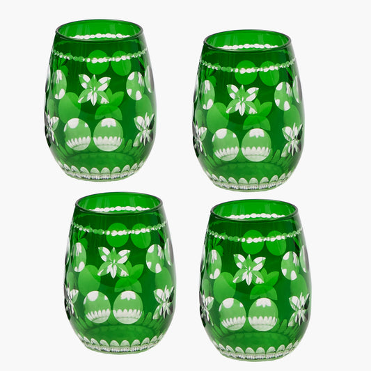 Emerald Anita Engraved Water Glasses (Set of 4)