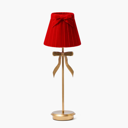 Tall Marilyn Bow Rechargeable Lamp with Red Velvet Bow Shade (18cm)