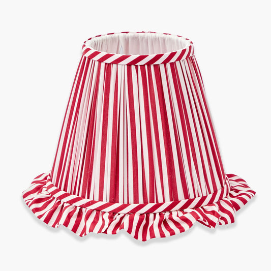Red Striped Ruffle Lampshade (18cm)
