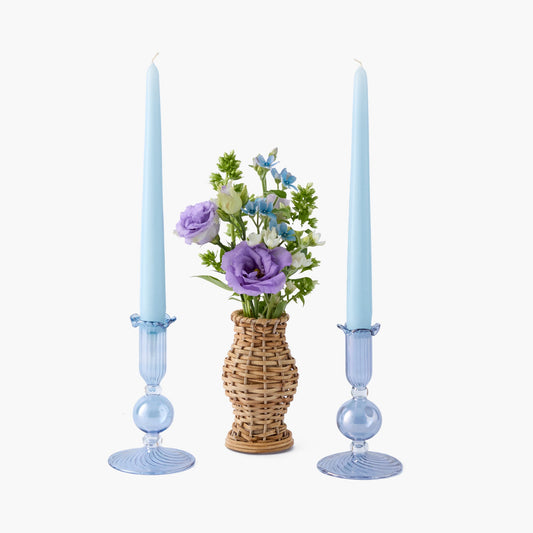 Blue Small Eden Candle Holders (Pair)