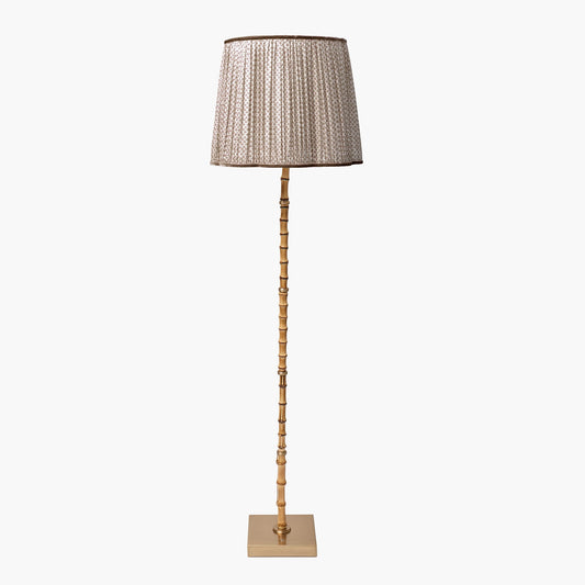 Bamboo Rechargeable Floor Lamp with Chocolate Lotus Shade (40cm)