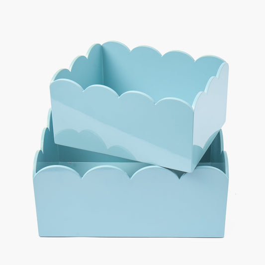 Duck-egg Blue Lacquer Storage Boxes (Set of 2)