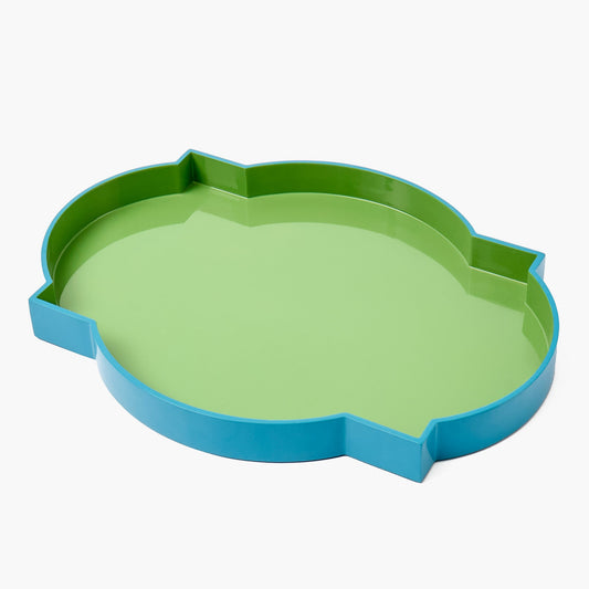 Green & Blue Lacquer Quatrefoil Tray